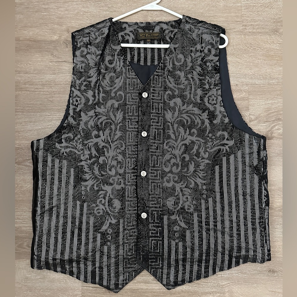 Vintage Mens Seta Per Uomo metallic silk blend vest 3XL
